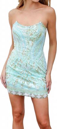 Primavera Fully Beaded Strapless Cocktail Dress In Mint