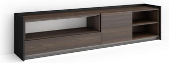 Skraut Home Skraut Home - Mueble Tv, Televisi&oacute;n, Muebles De Sal&oacute;n, Almacenaje, 207x37x50cm, Para Tv Hasta 80, Led, Estilo Moderno, Roble Oscuro Y Negro