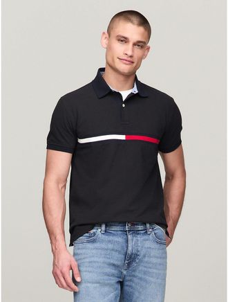 Tommy Hilfiger Mens Regular Fit Embroidered Stripe Logo Polo