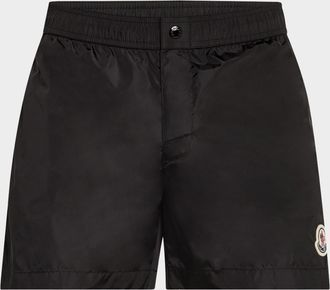 Moncler Mens Side-Stripe Nylon Swim Shorts