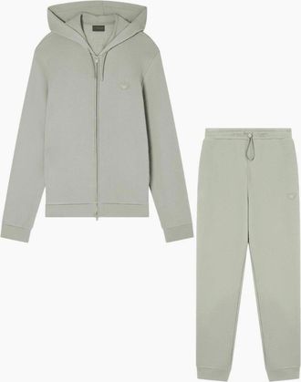 Emporio Armani Mens Embroidered Logo Pistachio Green Zip Up Hoodied Tracksuit - Size: 42