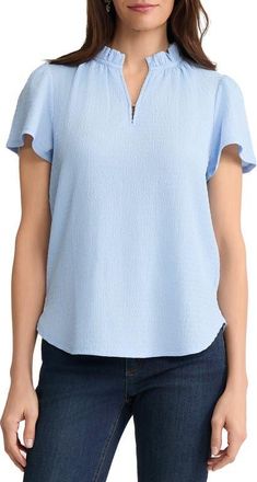 Jones New York Crinkle Flutter Sleeve Top in Breeze Blue at Nordstrom, Size Large P