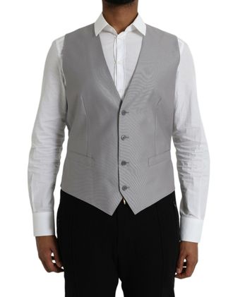 Dolce & Gabbana Mens Grey Vest Solid Style Cotton - Size EU 52 (Mens)
