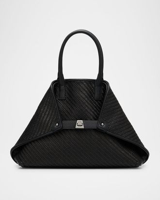 Akris Ai Small Plaid Braided Top-Handle Bag