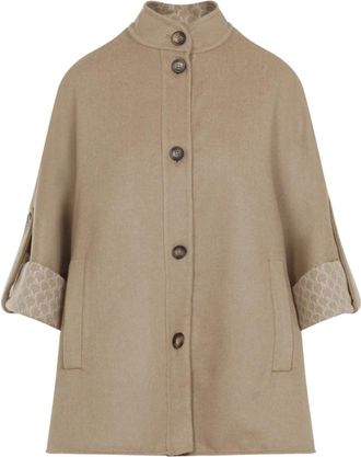 Max Mara Luxe Nude & Neutrals Wol Kasjmier Jas - Dames - Zomerjassen - Beige - ONE Size - Wol - Jassen