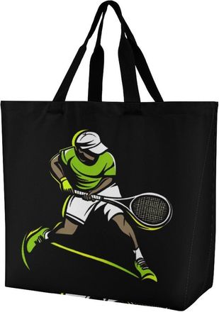 Generic Tennis Star Reusable Shopping Bags Large Capacity Grocery Bag Heavy Duty Tote for Women 40x40x16cm