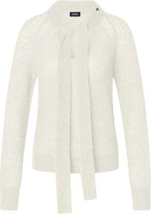 Joop Gebreide trui met strikdetail - Dames - Ronde hals truien - Wit - L - Wol - Truien & Vesten