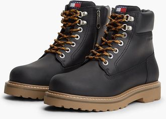 Tommy Hilfiger Mens Tommy Jeans Archive Leather Outdoor Boot - Black - US 11.5 / EU 45