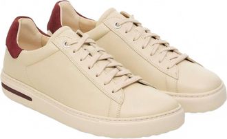 Birkenstock Womens Bend Low Leather Sneakers In Eggshell / Zinfandel