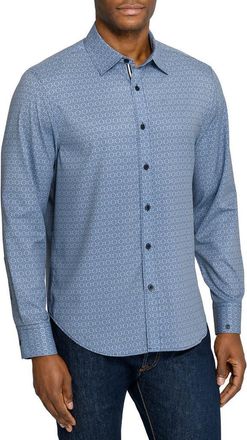 Brooklyn Brigade Marcy Mosaic Long Sleeve Performance Shirt in Navy/blue at Nordstrom, Size Xx-Large