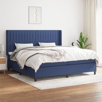 vidaXL Vidaxl - Cama Box Spring Con Colch&oacute;n Tela Azul 200x200 Cm