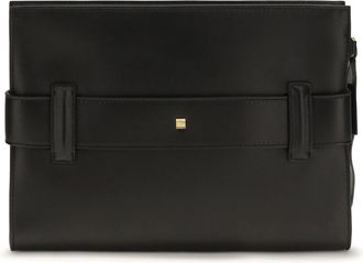 Balmain Womens Anthem Leather Clutch Noir Lamb Ovis Aries Clutches