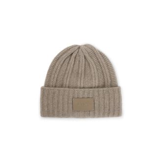 Max Mara Beige Logo Beanie Hat