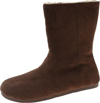 Generic Slip On Snow Boots for Women Winter Retro Lamb Short Boots Warm Fur Lined Shoes Womens Thickened Thermal Ankle Boot Outdoor Non Slip Comfortable Mid C