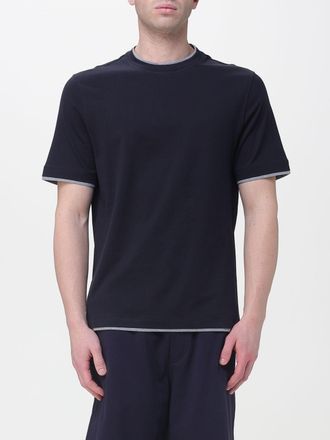 Brunello Cucinelli T-shirt a girocollo con contrasti in cotone Brunello Cucinelli