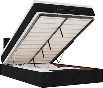 vidaXL Cama Otomana Con Colch&oacute;n Tela Negra 120x200 Cm Vidaxl