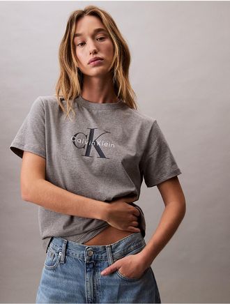 Calvin Klein Jeans Calvin Klein Womens Monologo Tee - Grey - XS