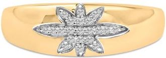 House of Brilliance 18K Yellow Gold 1/10 Cttw Diamond Star Burst Inlay Ring at Nordstrom, Size 7