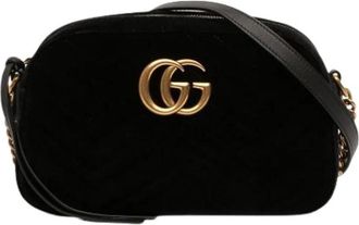 Gucci Pre-owned Velvet Crossbody Tas - Dames - Vintage Schoudertas - Zwart - ONE Size - Leer - Vintage