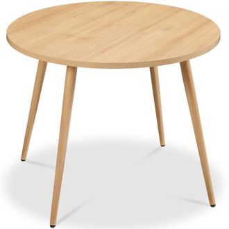 Best Choice Products Round Mid-Century Modern 35.5in Dining Table, Dinette for Home or Kitchen w/Wood Finish Steel Legs
