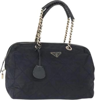 Prada Pre-owned Shoulder Bags, female, Blue, Size: ONE SIZE Pre-owned Nylon Shoulder Bag