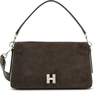 Hogan Rectangular Brown Suede and Calfskin Shoulder Bag