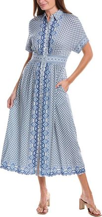 Max Studio Short Sleeve Button Front Midi Dress
