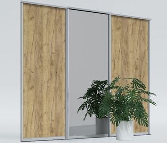 OEM Puertas Correderas De Armario A Medida 265x220 Cm, 2x Roble Craft, 1x Espejo