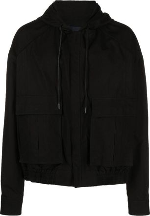 Juun.J drawstring hooded jacket - men - Cotton - 50 - Black