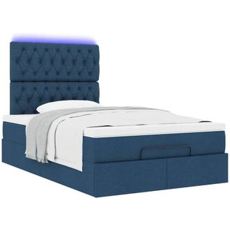 vidaXL Vidaxl - Estructura De Cama Otomana Con Colch&oacute;n Tela Azul 120x200cm