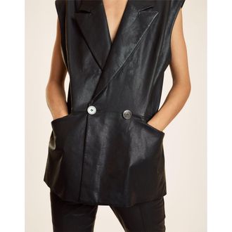 Cynthia Rowley Leather Double Breasted Vest