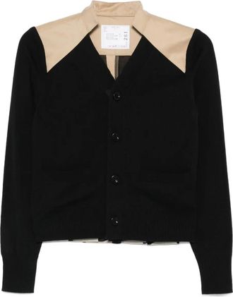 sacai Cardigan con inserti - Nero
