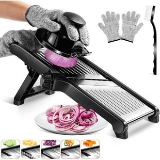 OEM Cortador De Verduras Ajustable De Acero Inoxidable, Cortador De Cocina Profesional, Manual Multifuncional Con Cuchillas Afiladas Para Diferentes Groso