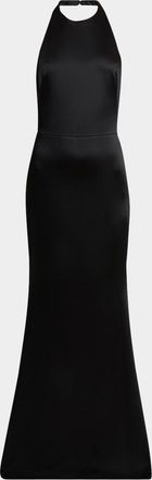 Givenchy Halter Satin Backless Trumpet Gown