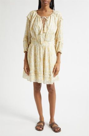 Derek Lam Solange Print Voile Minidress in Valiase Yellow Floral at Nordstrom, Size 00