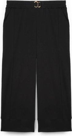 Fiorella Rubino Cropped joggingbroek met juweeldetail - Dames - Vrijetijds broeken - Zwart - XS - Katoen - Broeken