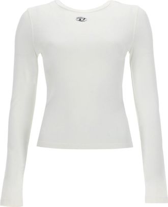 Diesel White Solid Crew Neck Top
