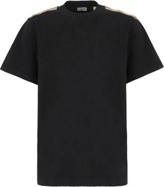 Burberry Check T-shirt - Heren - T-shirts - Zwart - S - Katoen - Tops