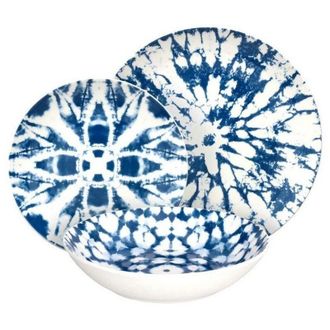 Tognana Servizio Piatti in Porcellana 18 Pz Mirage Blu e Bianco