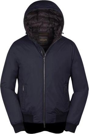 Moorer Oniro-Stp Hooded Bomber Jacket - Heren - Gewatteerde jassen - Blauw - XL - Leer - Jassen
