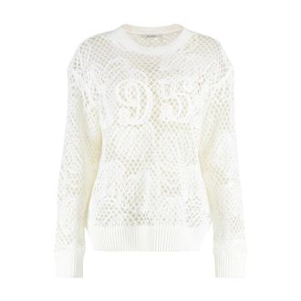 Max Mara Farea Katoenen Ronde Hals Trui - Dames - Ronde hals truien - Wit - M - Katoen - Truien & Vesten