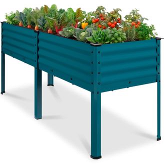 Best Choice Products 72x24x30in Non Toxic Elevated Galvanized Metal Garden Bed Corner Protectors
