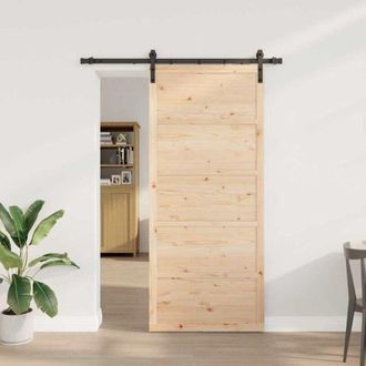 vidaXL Vidaxl - Puerta Deslizante Marr&oacute;n 80 X 208 Cm Madera Maciza De Pino