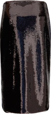 Tom Ford Womens Sequin Midi Ski Royal Blue + Brown Silk; Elastane Skirt