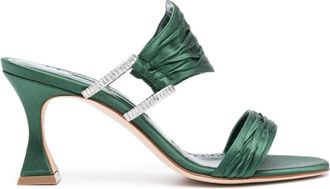 Manolo Blahnik 70mm Chinap crystal-buckled sandals - women - Calf Leather/Calf Leather/Fabric - 35 - Green