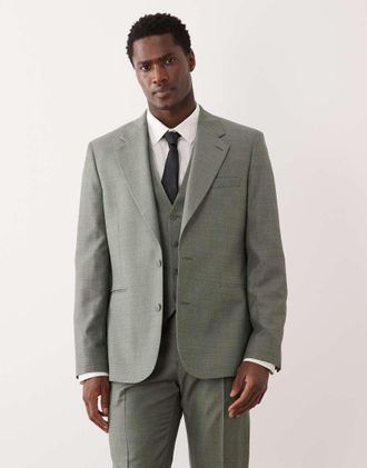 Asos Giacca da abito slim in misto lana verde medio lavabile
