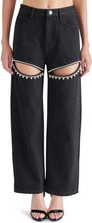 Steve Madden Taylor High Waist Rhinestone Cutout Detail Jeans in Black at Nordstrom Rack, Size 30
