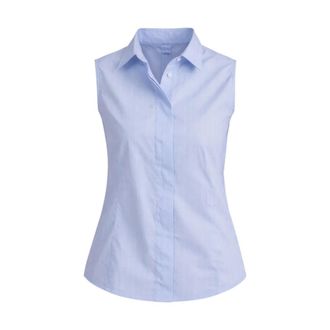 Fay Sleeveless Tops, female, Blue, Size: 2XS Poplin Stretch Sleeveless Shirt