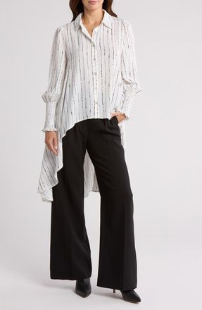 Patrizia Luca Stripe Long Sleeve Shirtdress in Off White at Nordstrom Rack, Size X-Small