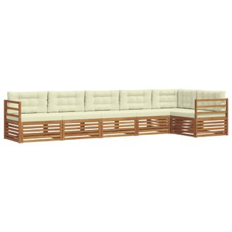 vidaXL Conjunto De Sof&aacute;s De Exterior Con Coj&iacute;n 6 Pcs Natural Y Crema Vidaxl